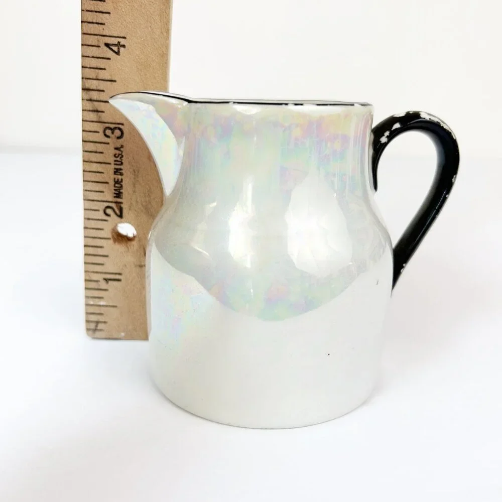 Vintage Three Crown China Germany Creamer Pitcher Iridescent Lusterware Vase